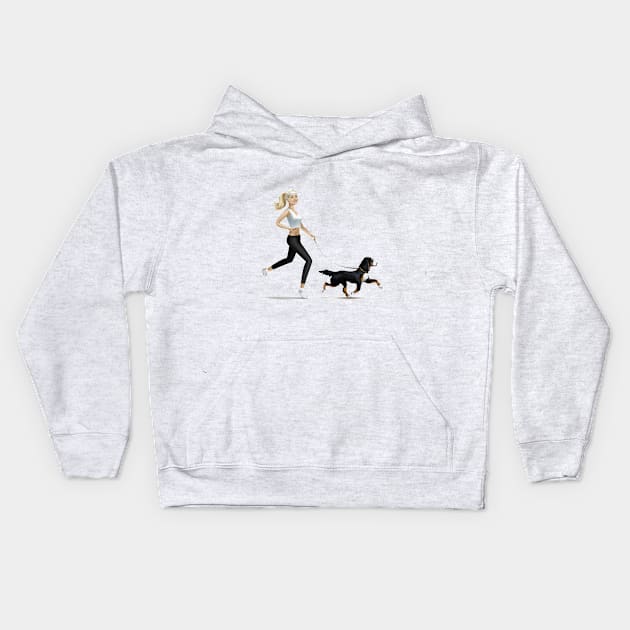 Dog walker Kids Hoodie by milicapetroviccvetkovic